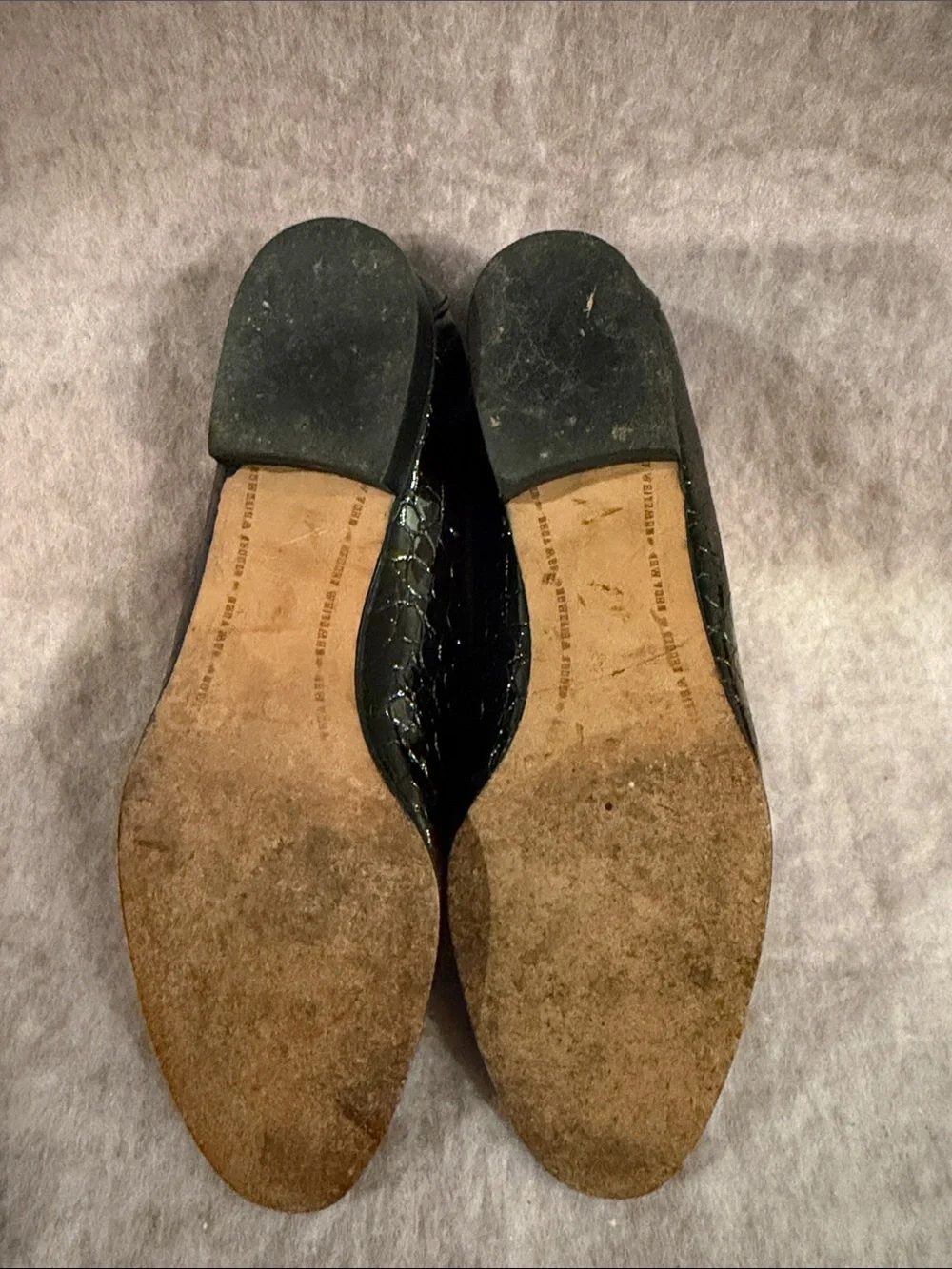 Stuart Weitzman Black Croc-Embossed Tassel Loafers